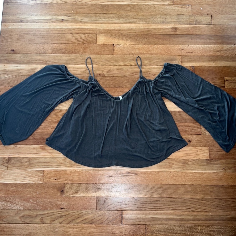 Forest Green Off the Shoulder Flowy Long Sleeve